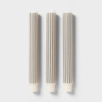 6pk Taper Candle Set Black And White Stripe - Room Essentials™