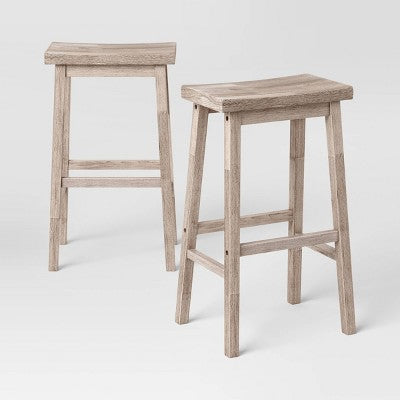 Set Of 2 29" Solid Wood Saddle Backless Barstool - Room Essentials™