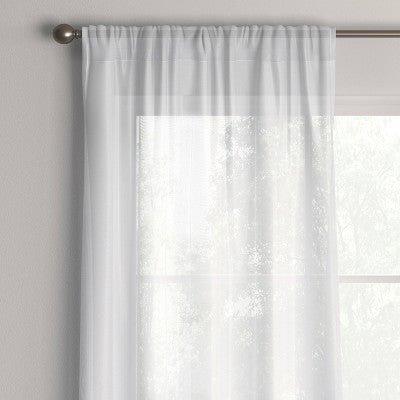 1pc Sheer Crinkle Window Curtain Panel White - Room Essentials™