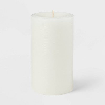 4" X 7" Unscented Candle White - Room Essentials™: Paraffin Wax, 120hr Burn Time, Single Wick