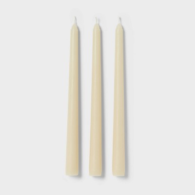 12pk Unscented Taper Candles Cream - Room Essentials™: Paraffin Wax, 10.6" Height, 6hr Burn Time