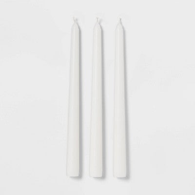 12pk Unscented Taper Candles White - Room Essentials™: Paraffin Wax, 10.6" Long, 6hr Burn Time, Set Of 12