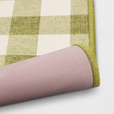 2'x3' Washable Plaid Gingham Harvest Scatter Woven Accent Rug Green - Room Essentials™