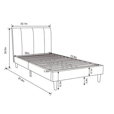 Dorm Twin Bed Cream - Room Essentials™: Upholstered Headboard, Plywood Frame, No Box Spring Needed