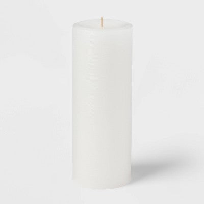 3" X 8" Unscented Candle White - Room Essentials™: Paraffin Wax, 110hr Burn Time, Home Decor