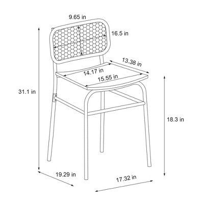 Set Of 2 Woven Back Metal Dining Chair Black - Room Essentials™