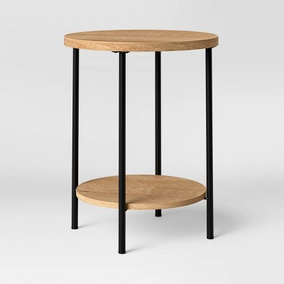 Wood And Metal Round End Table - Room Essentials™