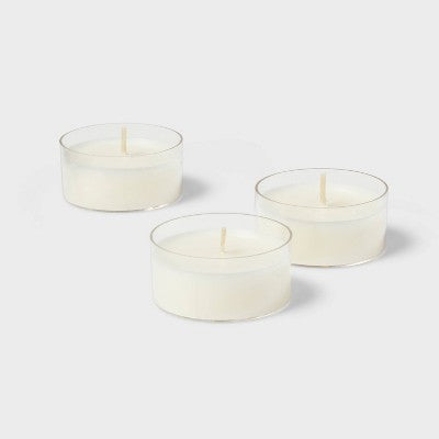1" 12pk Unscented Jumbo Tealight Candles White - Room Essentials™: Paraffin Wax, 6.5hr Burn Time, 12ct