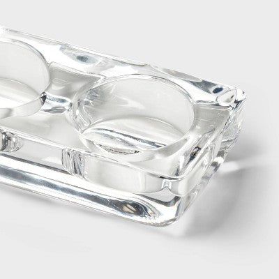 5 Candelabra Tealight Candle Holder - Room Essentials™: Glass Candlestick Holders, Tabletop Decor, Fits 5 Tealights