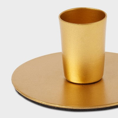 4pk Small Gold Powder Coated Taper Candle Holders - Room Essentials™: Iron Construction, Modern Decor