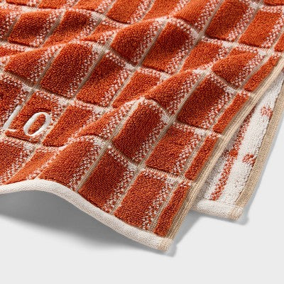 2pk 'Hello Fall' Plaid Hand Towel Set Orange - Room Essentials™