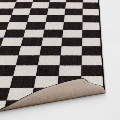 4'x5'5" Small Checker Rug Charcoal And Ivory - Room Essentials™