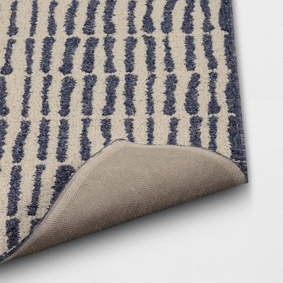2'5"x3'8" Washable Modern Dashes Hi/Low Tufted Loop Accent Rug Blue - Room Essentials™: Indoor, Fade & Stain-Resistant
