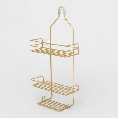Metal Over The Shower Storage Brass - Room Essentials™: Bathroom Organizer, Gold Tone, 20" High, 10" Long