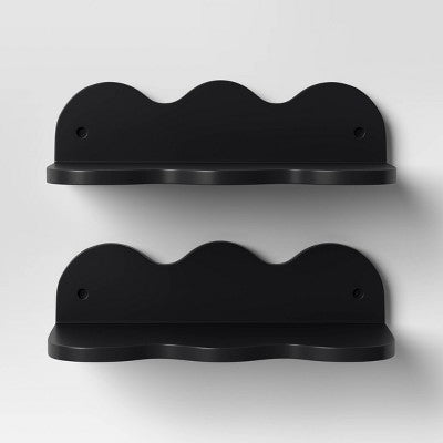 12" Wavy Wall Shelf 2pk Black - Room Essentials™
