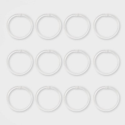 Plastic Shower Rings Clear - Room Essentials™: Durable Curtain Liner Hooks, Glossy Finish, 12-Pack