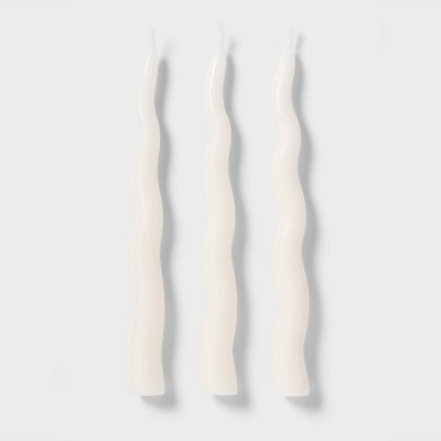 6pk Taper Candle Set White Wavy - Room Essentials™