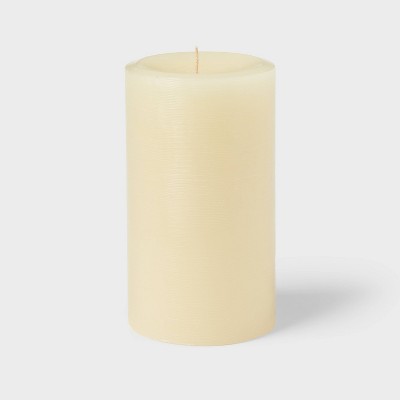  7" X 4" Unscented Pillar Candle Cream - Room Essentials™: Paraffin Wax, 120hr Burn Time, 1 Wick