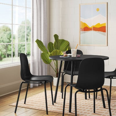  4pk Dorm Dining Chairs Black - Room Essentials™: Metal Frame, Armless, Powder-Coated Finish