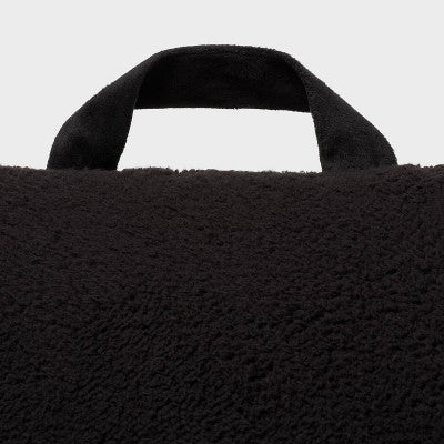  Faux Shearling Bed Rest Black - Room Essentials™: Comfort Support Pillow For Dorm, Indoor/Outdoor Use