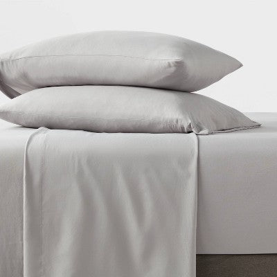  King Garment Washed Microfiber Solid Sheet Set Gray - Room Essentials™