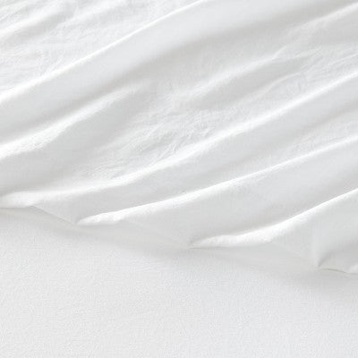  Queen Garment Washed Microfiber Solid Sheet Set White - Room Essentials™