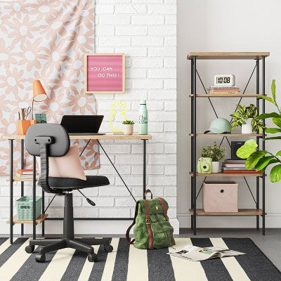  Mixed Material Media Tower Bookcase Natural - Room Essentials™