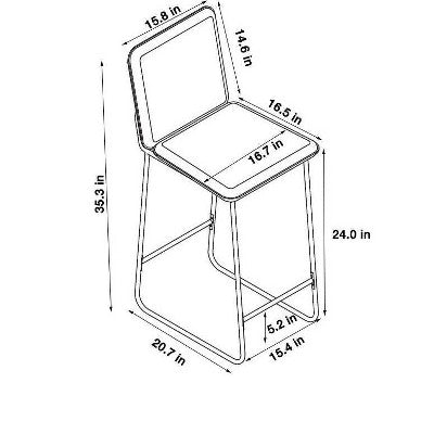  Upholstered Counter Height Barstool With Metal Frame Camel Faux Leather - Room Essentials™: Sledge-Style Legs, Padded Seat
