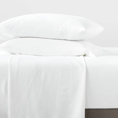  King Garment Washed Microfiber Solid Sheet Set White - Room Essentials™
